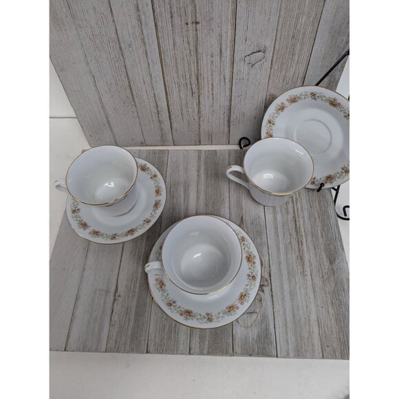 International Brighton Claridge 8302 Porcelain Set of 3 Teacups & Saucers - Picture 5 of 8